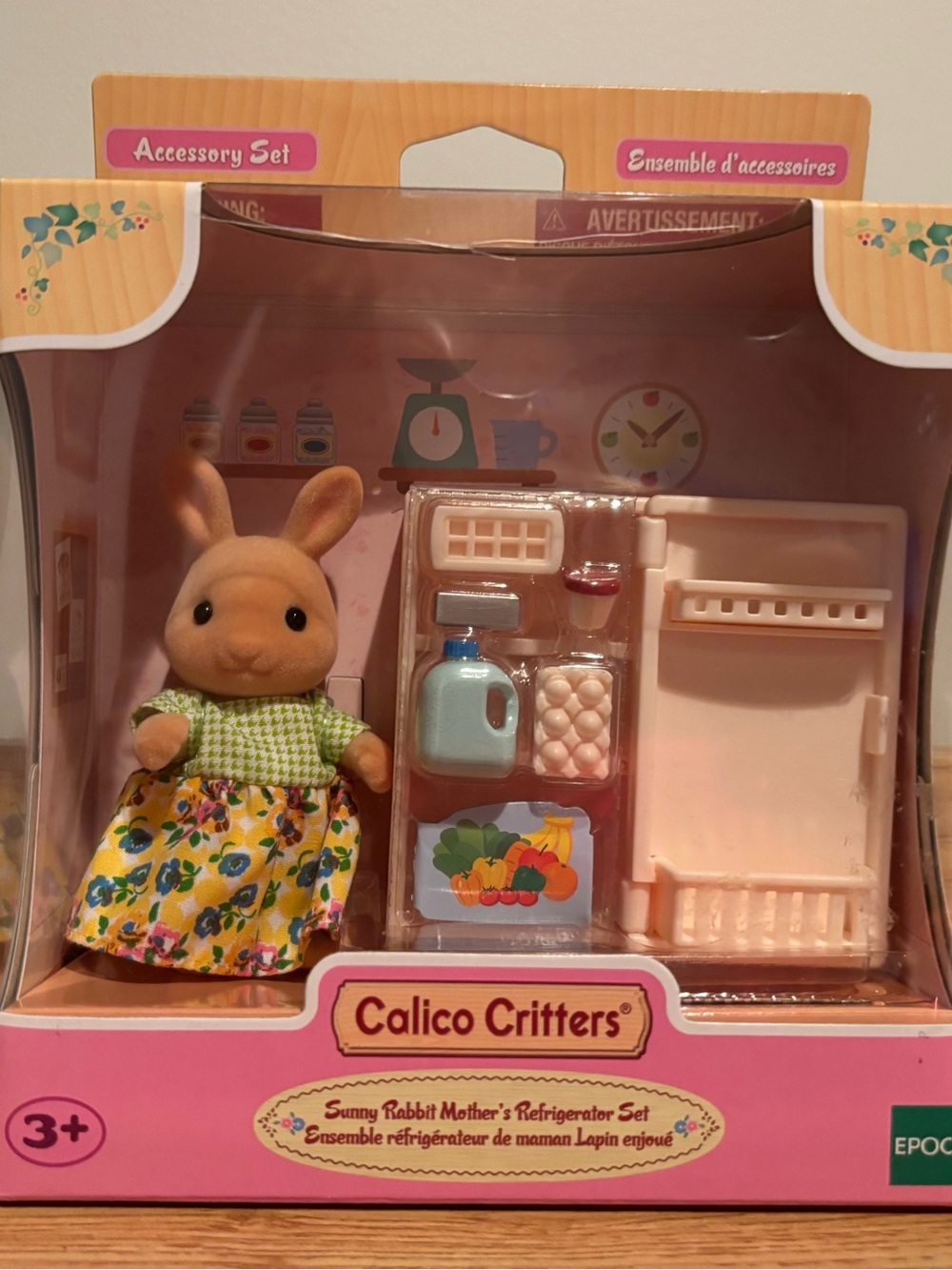 Calico Critters Sunny Rabbit Pink Refrigerator Accessory Set